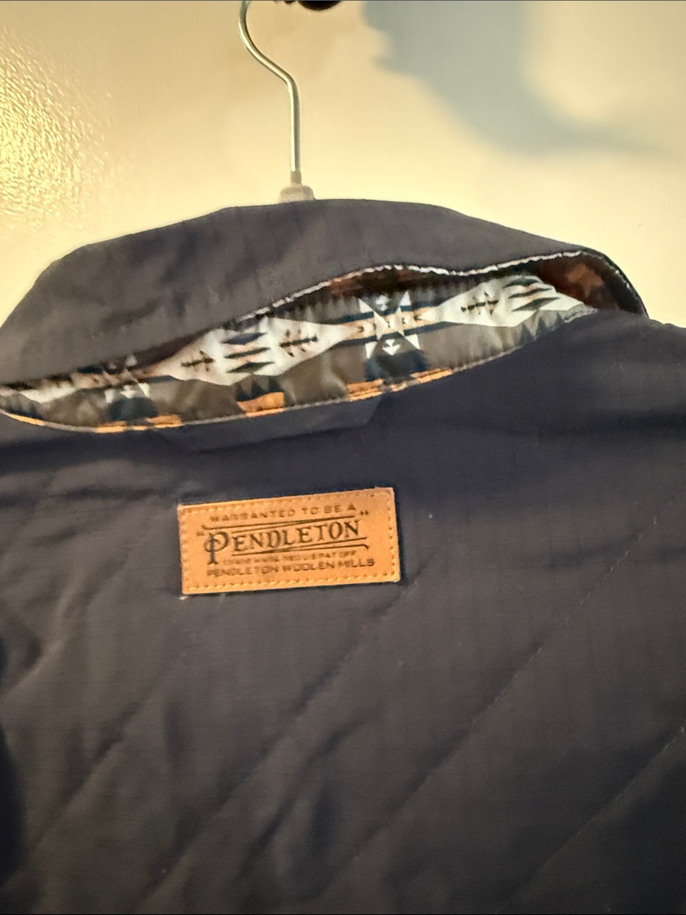 Pendleton Navy Quilted Button-Front Utility Jacket with Patterned Lining - Picture 4 of 7